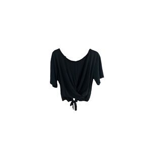 VICTORIA’S SECRET Women’s Black Short Sleeve Wrap Tie Back Crop Top Size Large